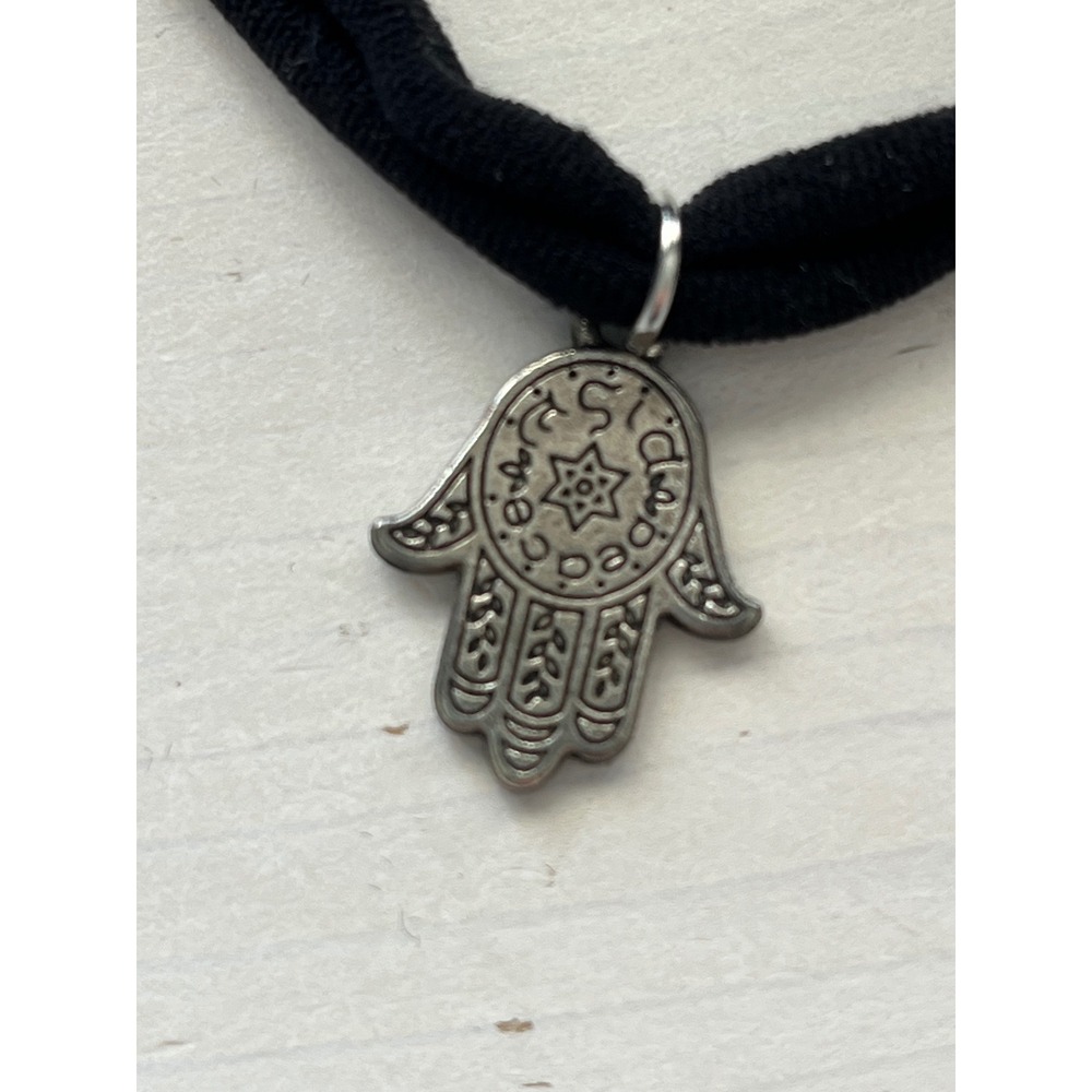 Hamsa Hand Charm Black Cord Choker Necklace Boho Hippie Spiritual‎ Amulet